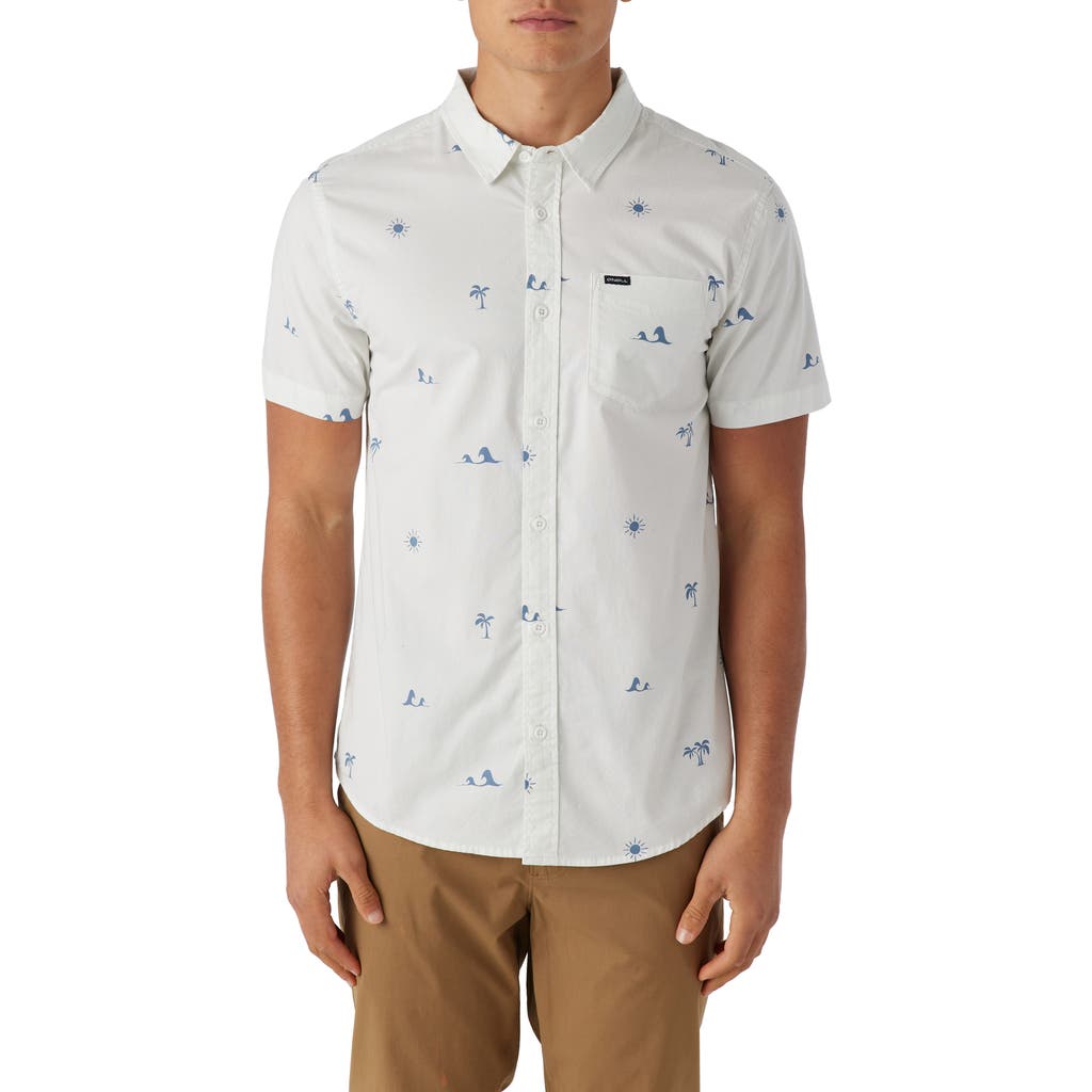 O'neill Quiver Stretch Short Sleeve Button-up Shirt In Neutral