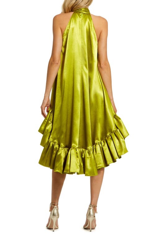 Shop Mac Duggal Satin High-low Dress In Apple Green