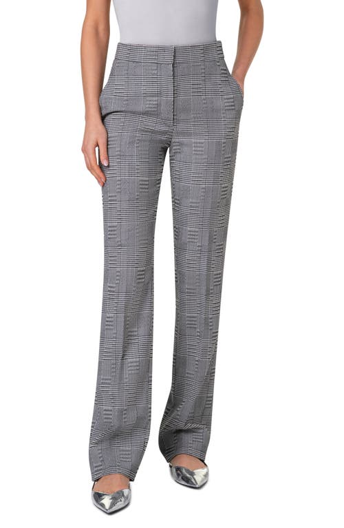 Shop Akris Punto Chio Glen Plain Wool Crepe Straight Leg Pants In Black-cream