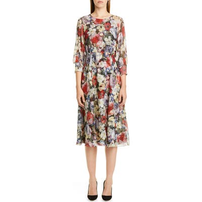Erdem Poppy Collage Floral Silk Midi Dress, US / 8 UK - Black