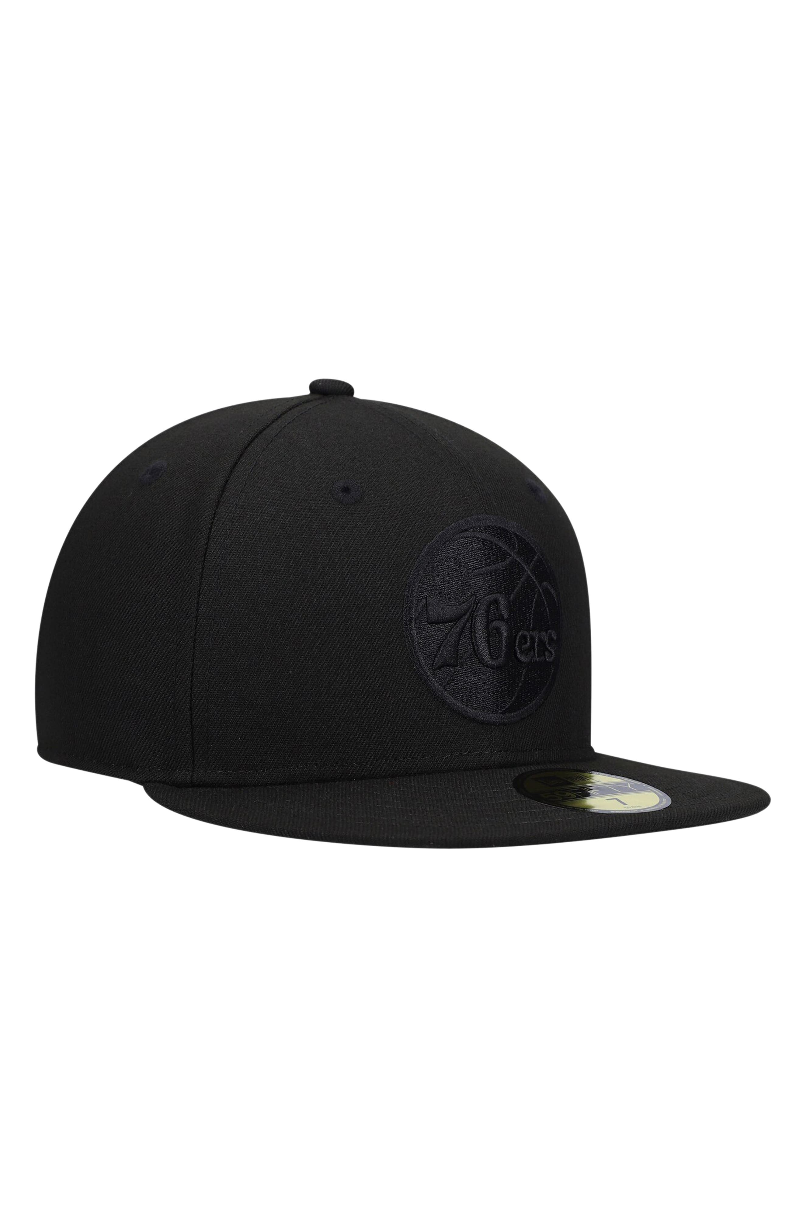 76ers black fitted hat