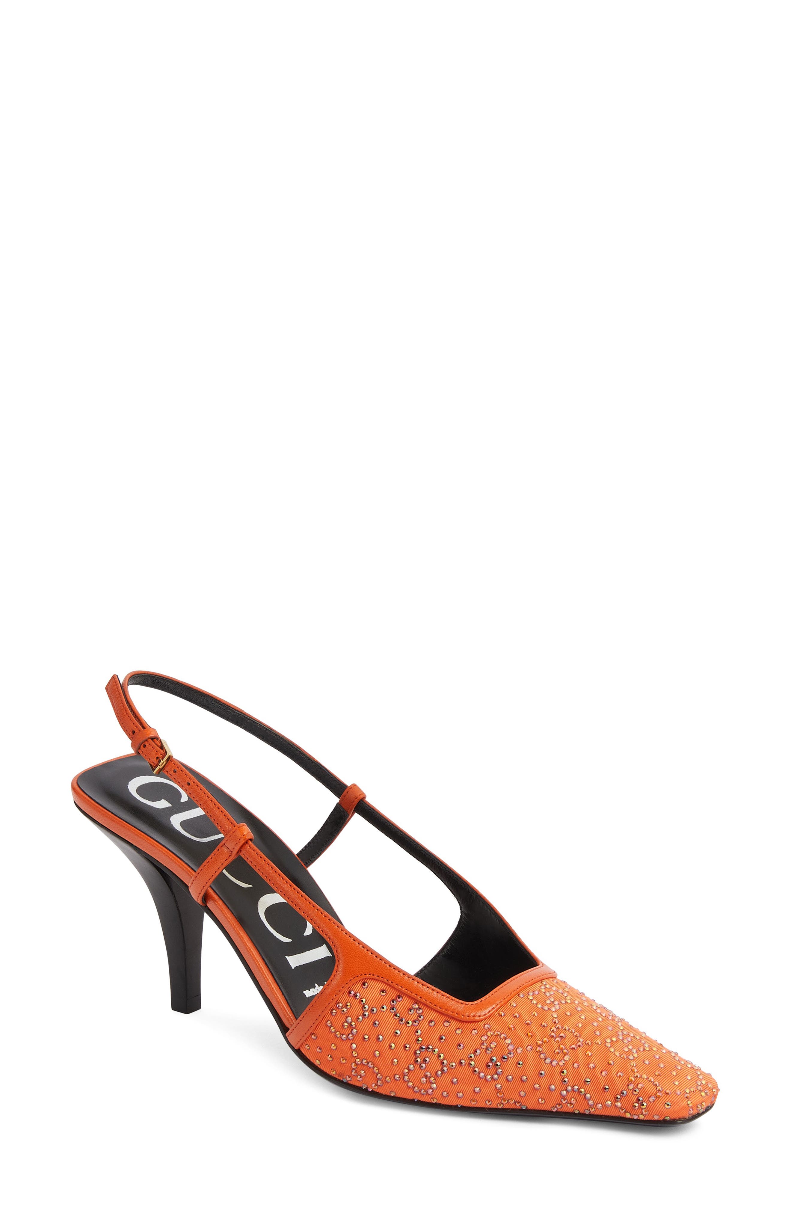 Orange Gucci slingback heels