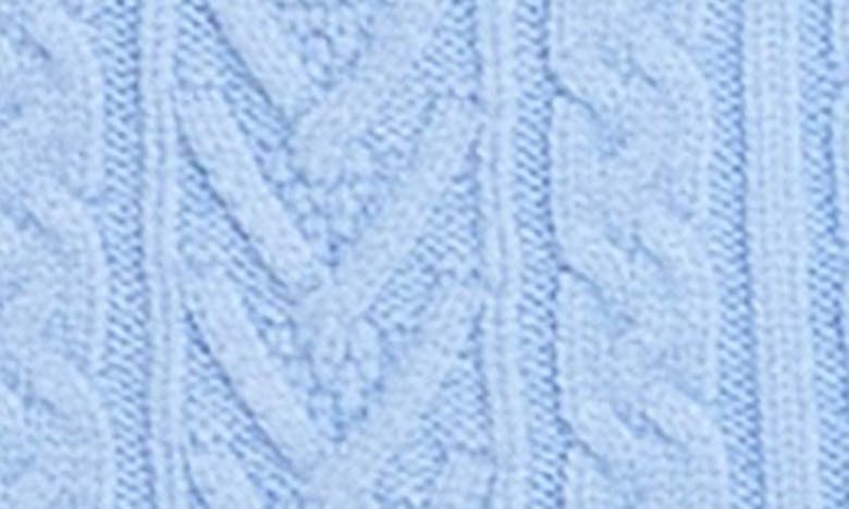 English Factory Stripe Trim Cable Knit Cardigan In Powder Blue