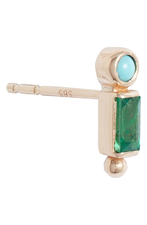 Anzie Dew Drop Bezel Stud Earrings In Yellow Gold/green/blue