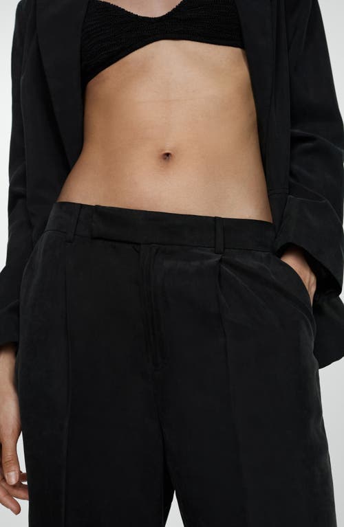 Shop Mango Pleat Front Straight Leg Pants In Black