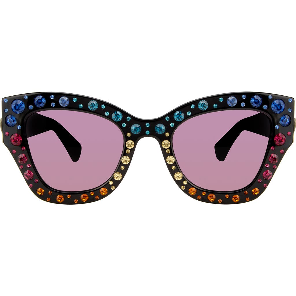 Kurt Geiger London 51mm Cat Eye Sunglasses In Black/rainbow
