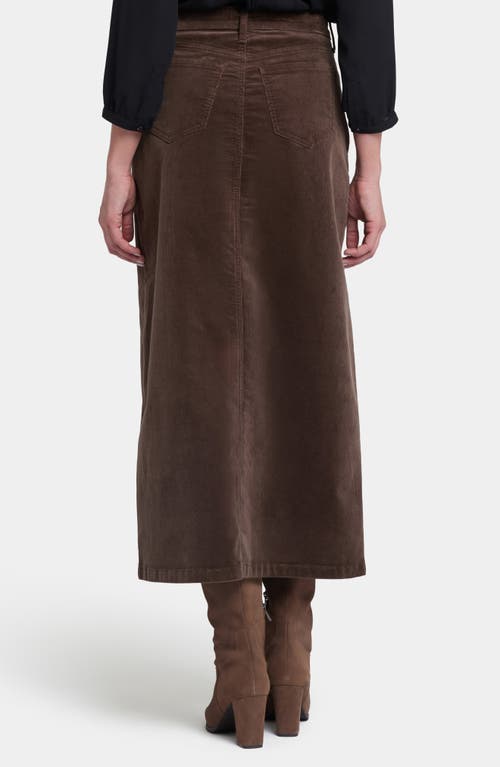 Shop Nydj High Waist Slit Front Corduroy Maxi Skirt In Coffee Bean