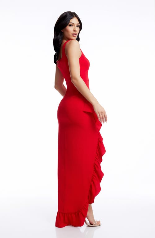 DRESS THE POPULATION DRESS THE POPULATION CHARLENE RUFFLE GOWN
