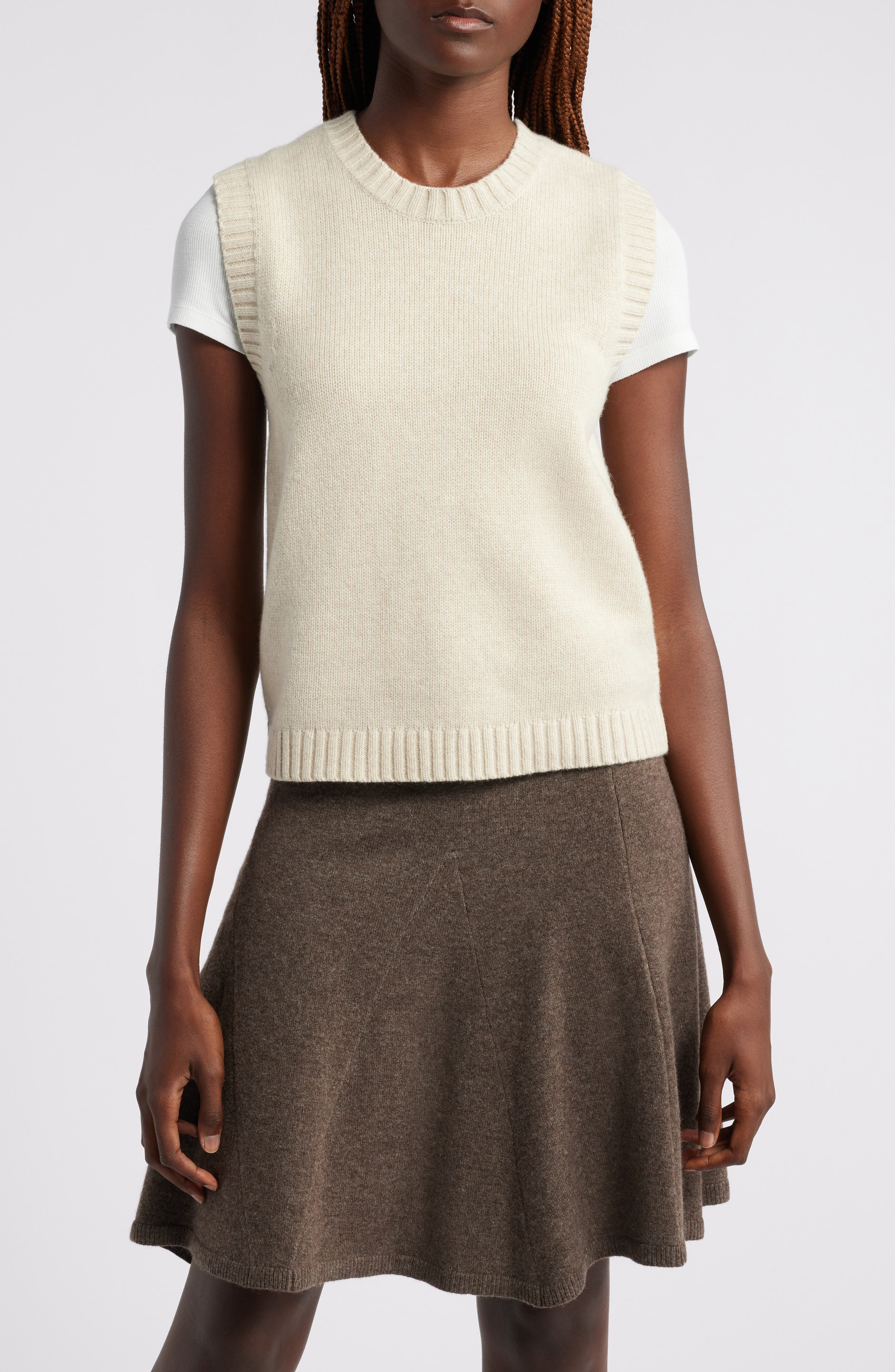 Wyeth Josie Wool Blend Sweater Vest in Oatmeal 