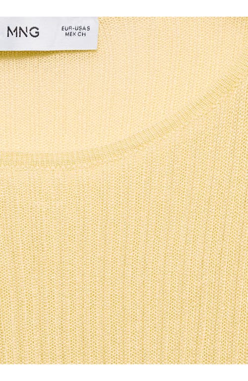 Shop Mango Fine Rib Crewneck Sweater In Pastel Yellow