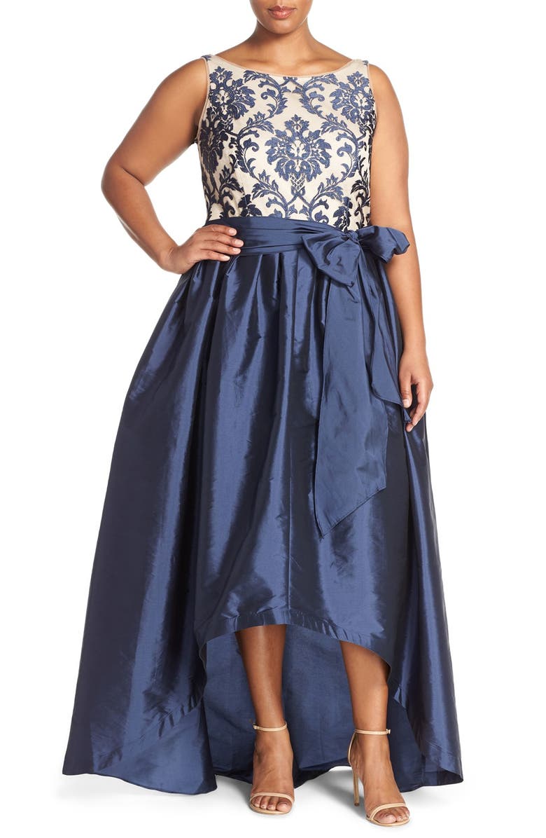 Adrianna Papell Embroidered Taffeta Highlow Gown Plus Size Nordstrom