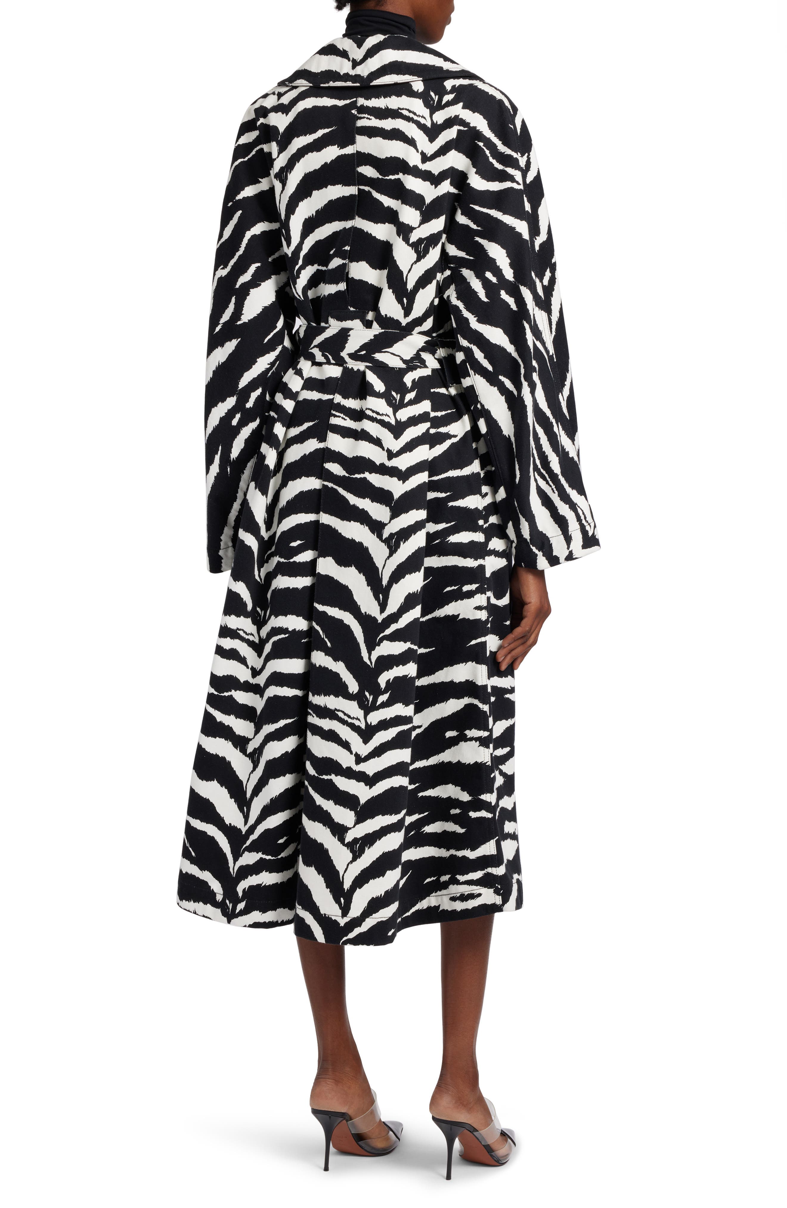 Ala??a Animal Print Denim Trench Coat Nordstrom