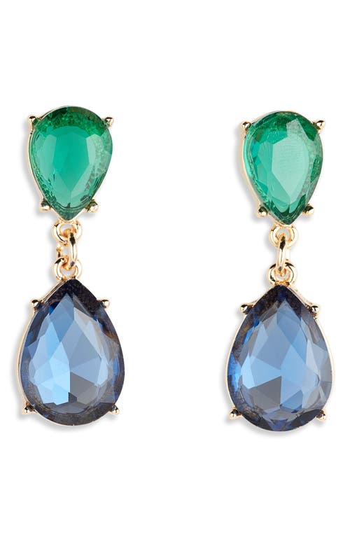 Shop Nordstrom Rack Double Drop Crystal Earrings In Green- Blue- Gold