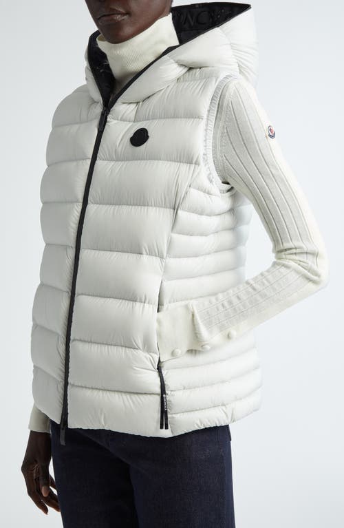 Shop Moncler Barraux Hooded Down Puffer Vest In Oyster Mushroom