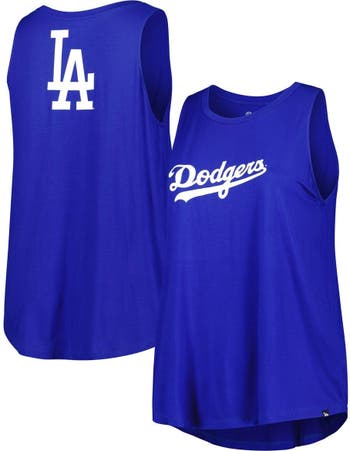 Los Angeles Dodgers Women's Plus Size Notch Neck T-Shirt - White/Royal