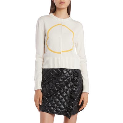 Moncler Logo Wool & Cashmere Sweater, White