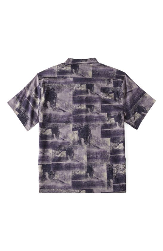 Shop Billabong Filthy Short Sleeve Button-up Shirt In Navy/ Purple Haze