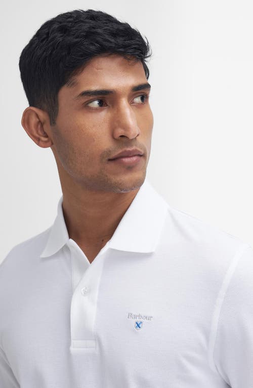 Shop Barbour Long Sleeve Cotton Polo In White