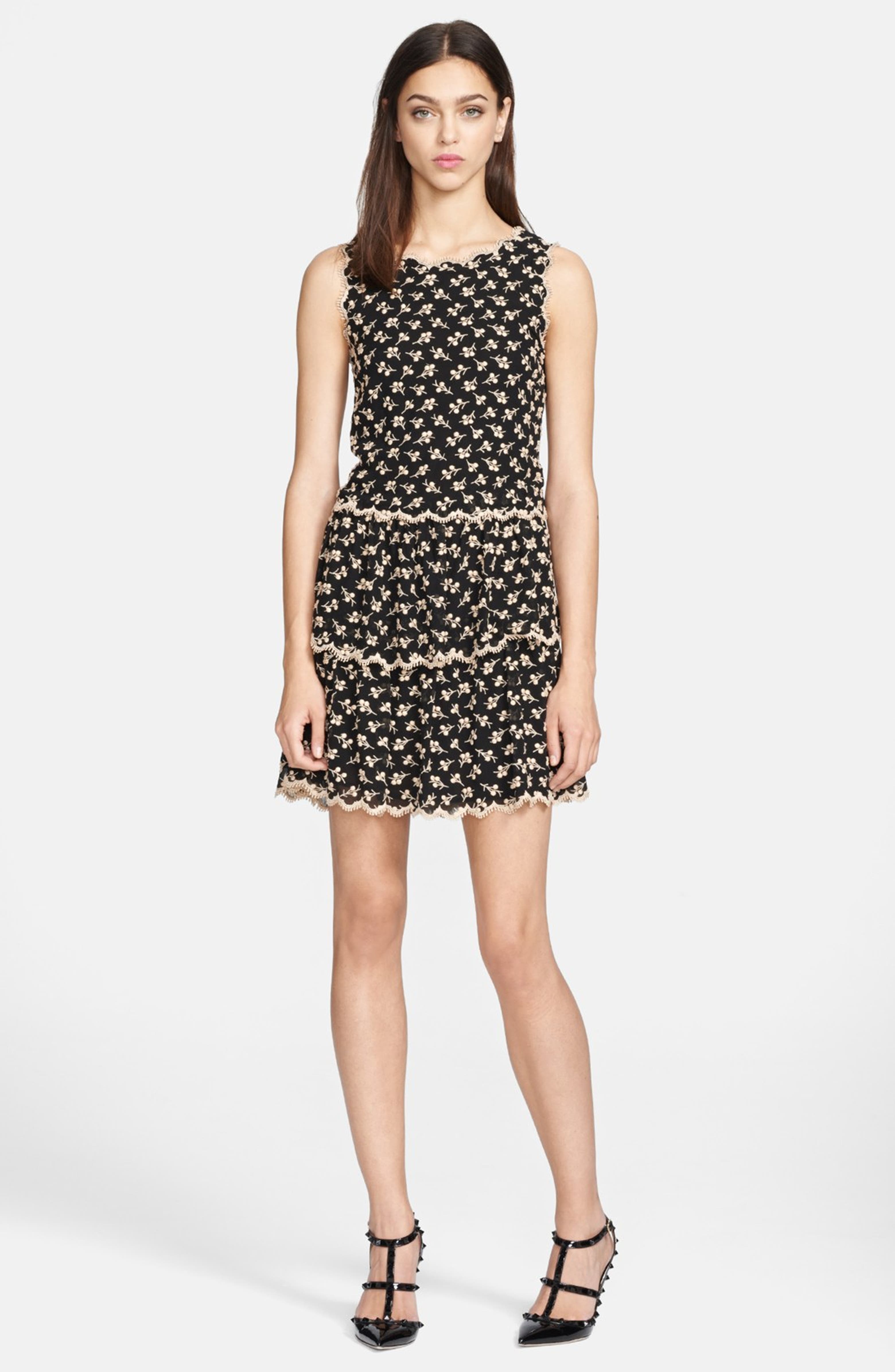 RED Valentino Embroidered Silk Dress | Nordstrom