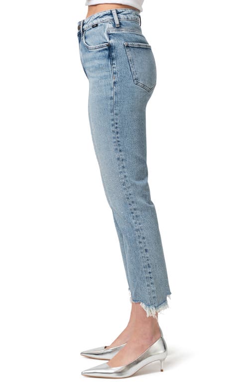 Mavi Jeans New York Rhinestone Chew Hem Ankle Straight Leg Jeans In Shiny Mid Denim