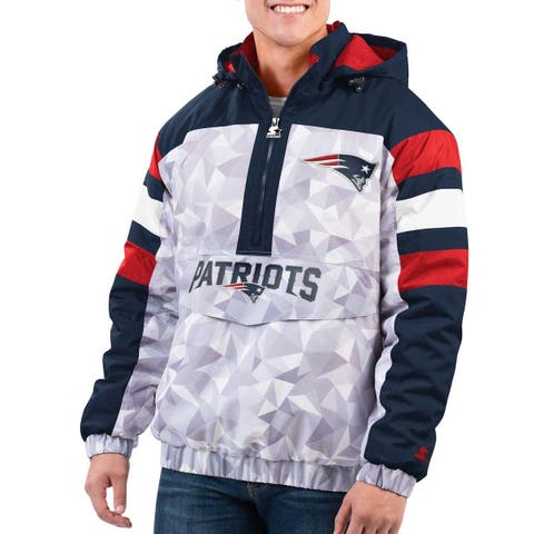 Men's Starter White/Navy Tennessee Titans Thursday Night Gridiron Raglan Half-Zip Hooded Jacket Size: Small