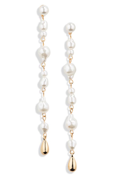 Imitation Pearl Linear Drop Earrings