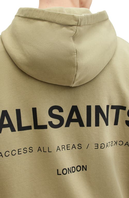 Shop Allsaints Access Cotton Graphic Hoodie In Herb Green