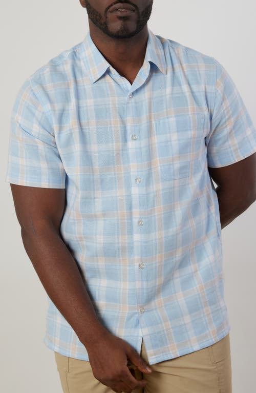 Shop Rainforest Old Harbour Plaid Cotton Short Sleeve Button-up Shirt In Sky/white/citron