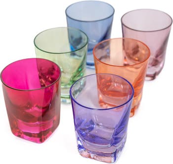 Estelle Colored Glass Estelle Hand-Blown Colored Rocks Glasses (Set of 2)