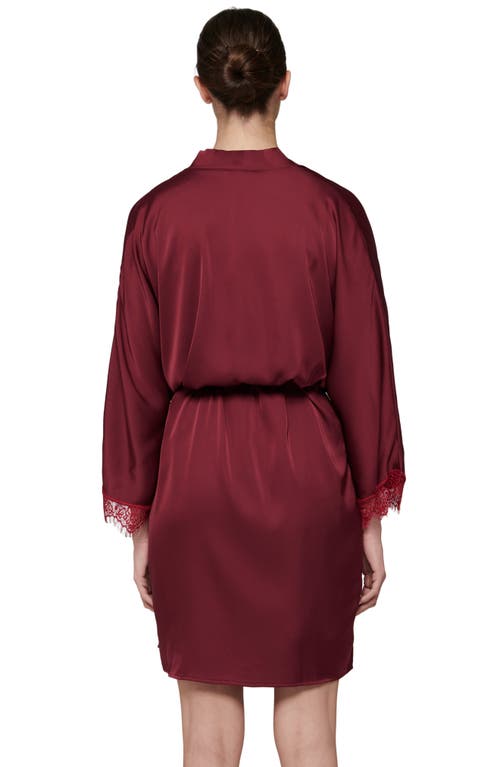 Simone Perele Simone Pérèle Secrets Lace-trim Satin Robe In Spinel Red