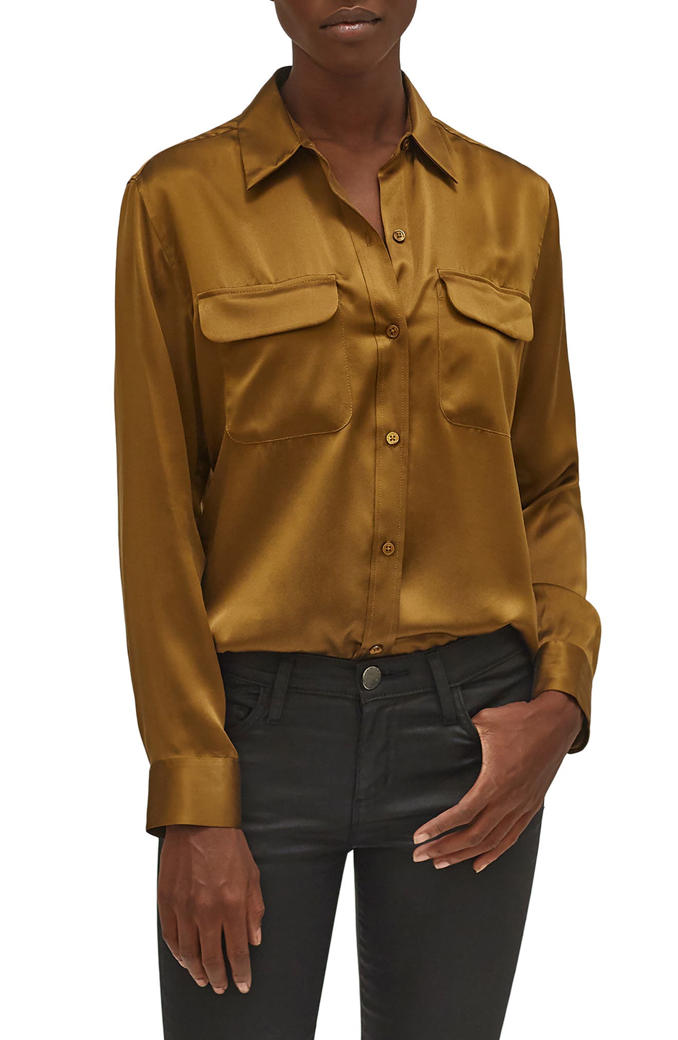 Equipment Women's Signature Button-up Silk Blouse In Breen