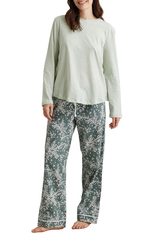 Cheri Blossom Floral Print Pajamas in Deep Moss