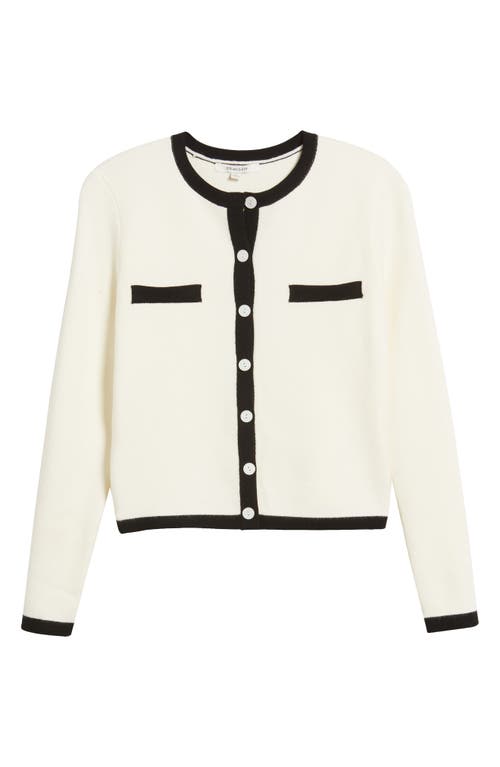 Shop Zoe And Claire Contrast Trim Cardigan In Cream