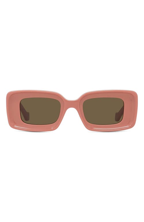 Shop Loewe Chunky Anagram 46mm Rectangular Sunglasses In Shiny Pink/brown