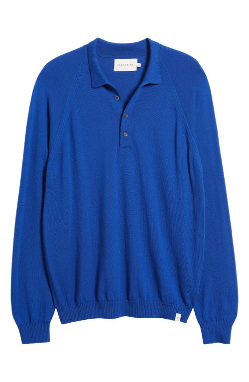 Beauford Long Sleeve Wool Polo Sweater in Cobalt