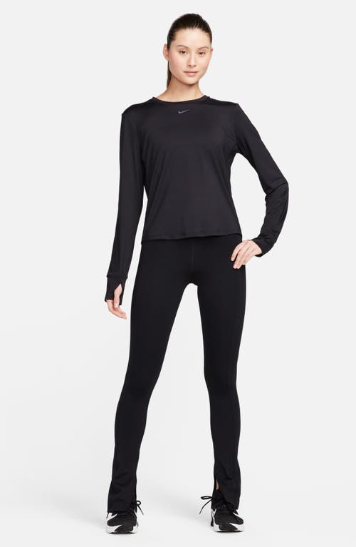 Shop Nike One Classic Dri-fit Long Sleeve Training Top In Black/black