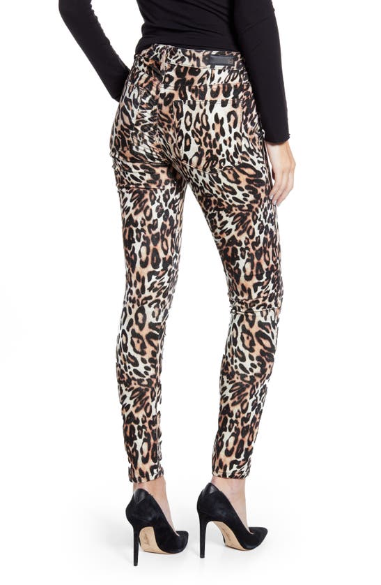 Shop Ag The Farrah High Waist Ankle Velvet Skinny Jeans In Bold Leopard Ivory Dust