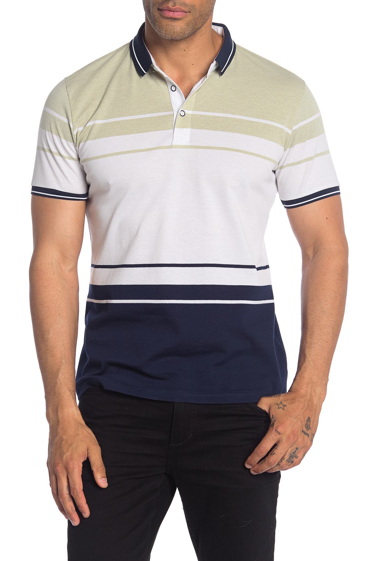 TR Premium Striped Pique Polo Shirt Nordstrom Rack