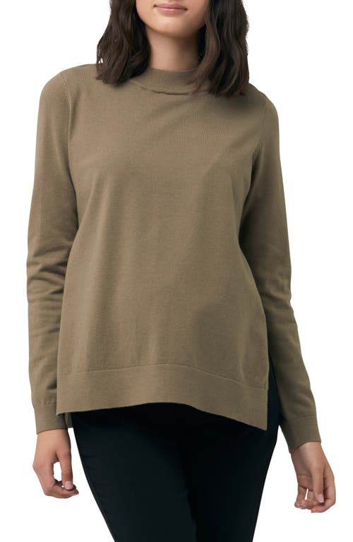 Ripe Maternity Morgan Side Split Mock Neck Maternity Sweater in Olive