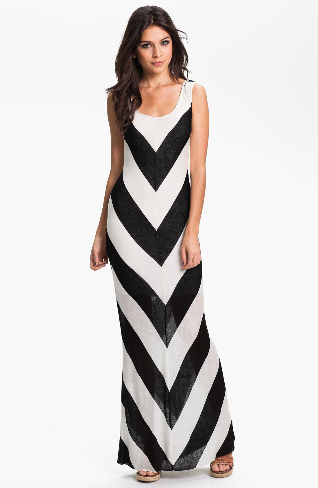 Hidden Heart Chevron Stripe Maxi Dress (Juniors) Nordstrom