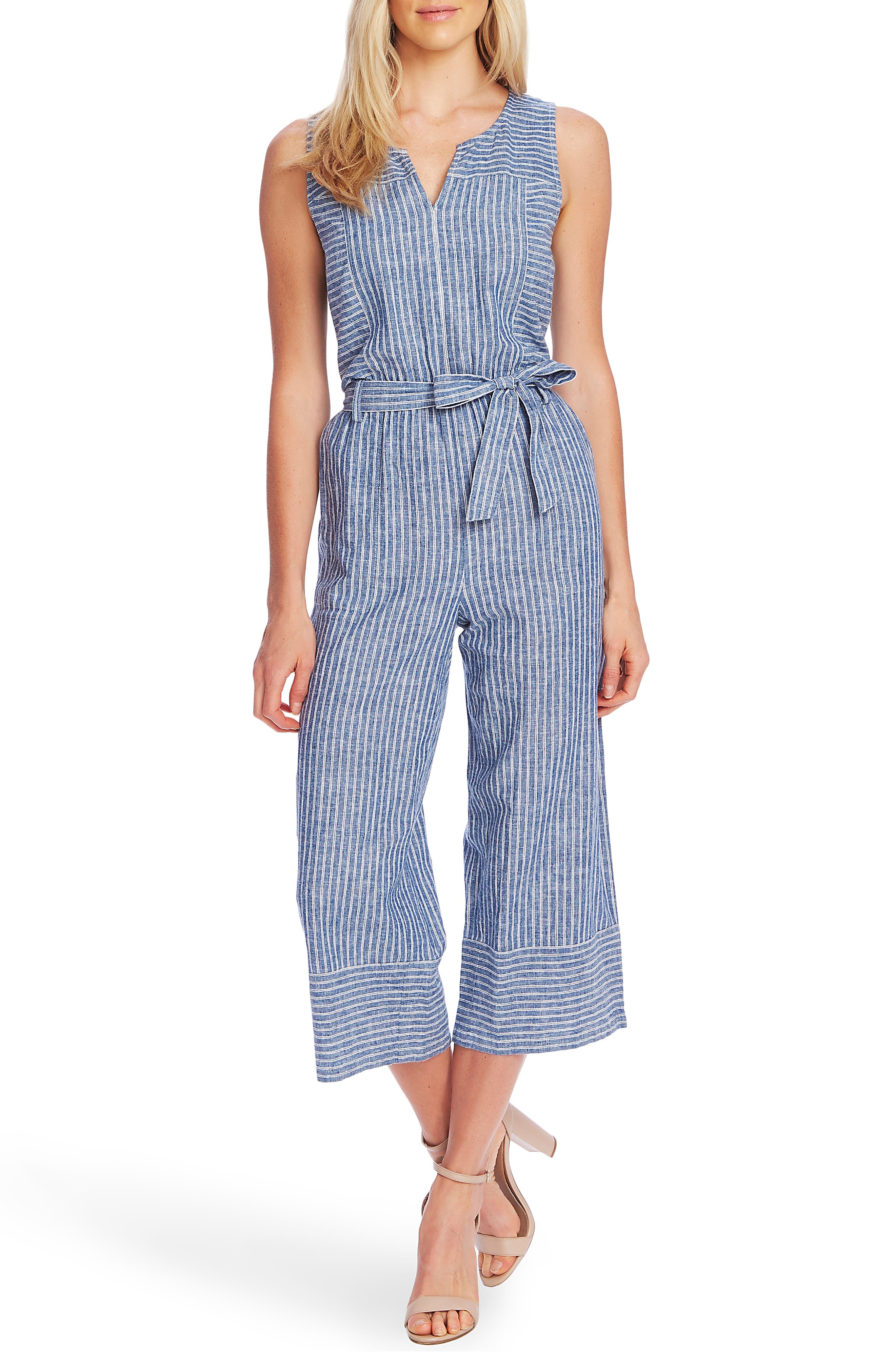 vince camuto striped jumpsuit