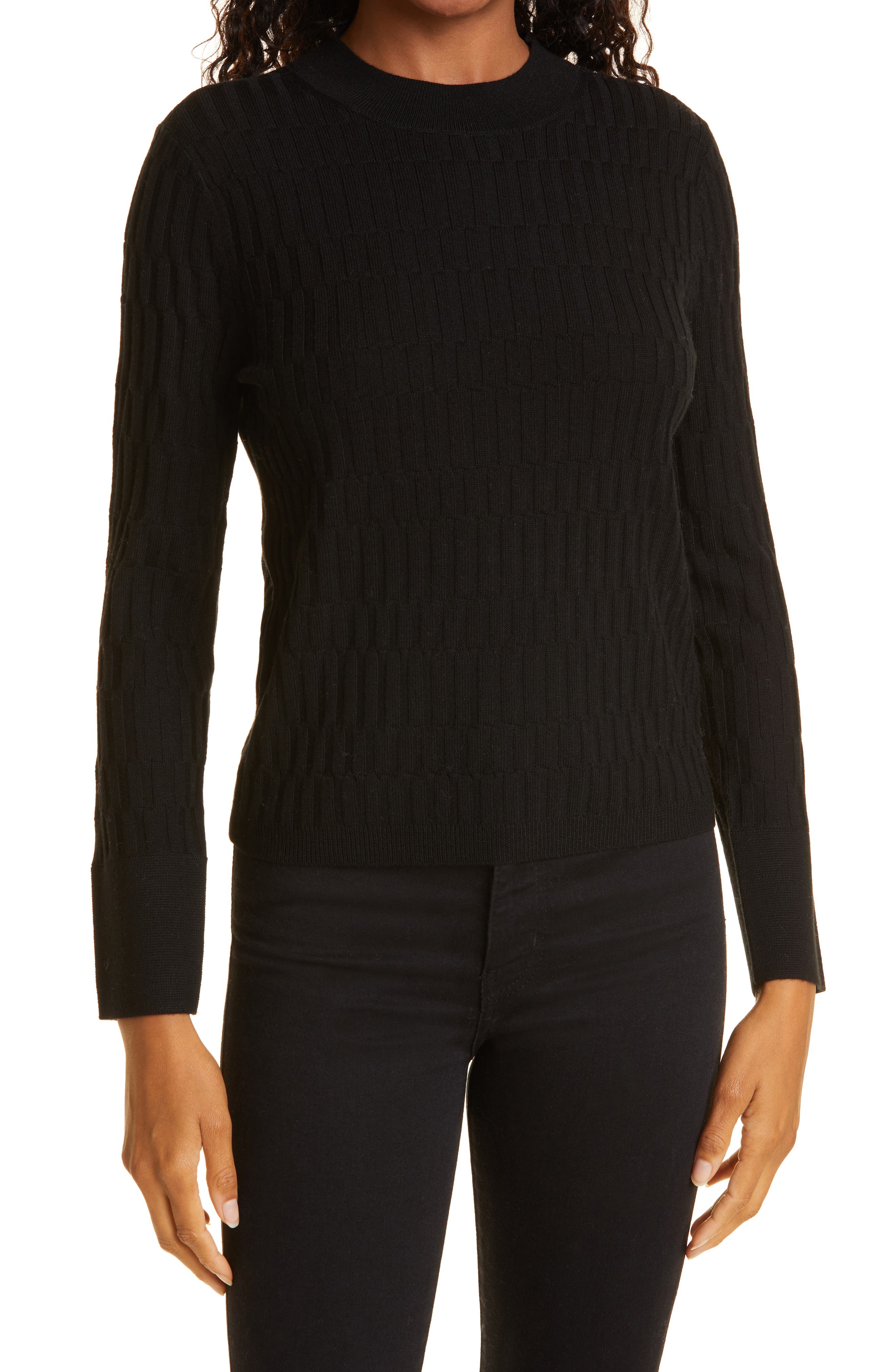 black ribbed mock neck