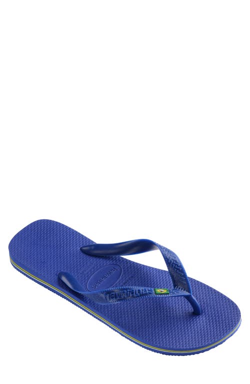 Shop Havaianas Brazil Flip Flop In Marine Blue Multi