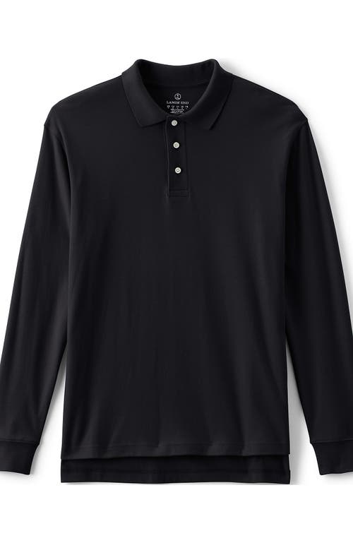 Shop Lands' End School Uniform  Long Sleeve Interlock Polo Shirt In Black