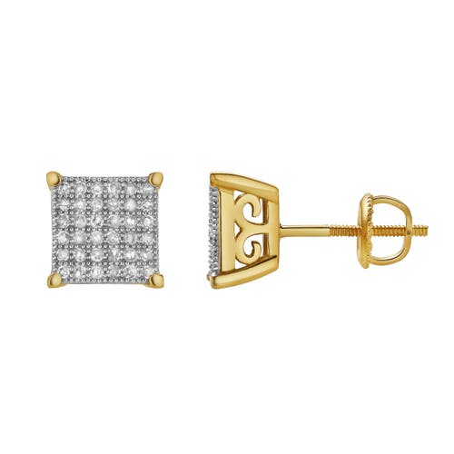 Luvmyjewelry Valindra 10k Yellow Gold Cluster Diamond Unisex Earrings In 10k Yellow Gold