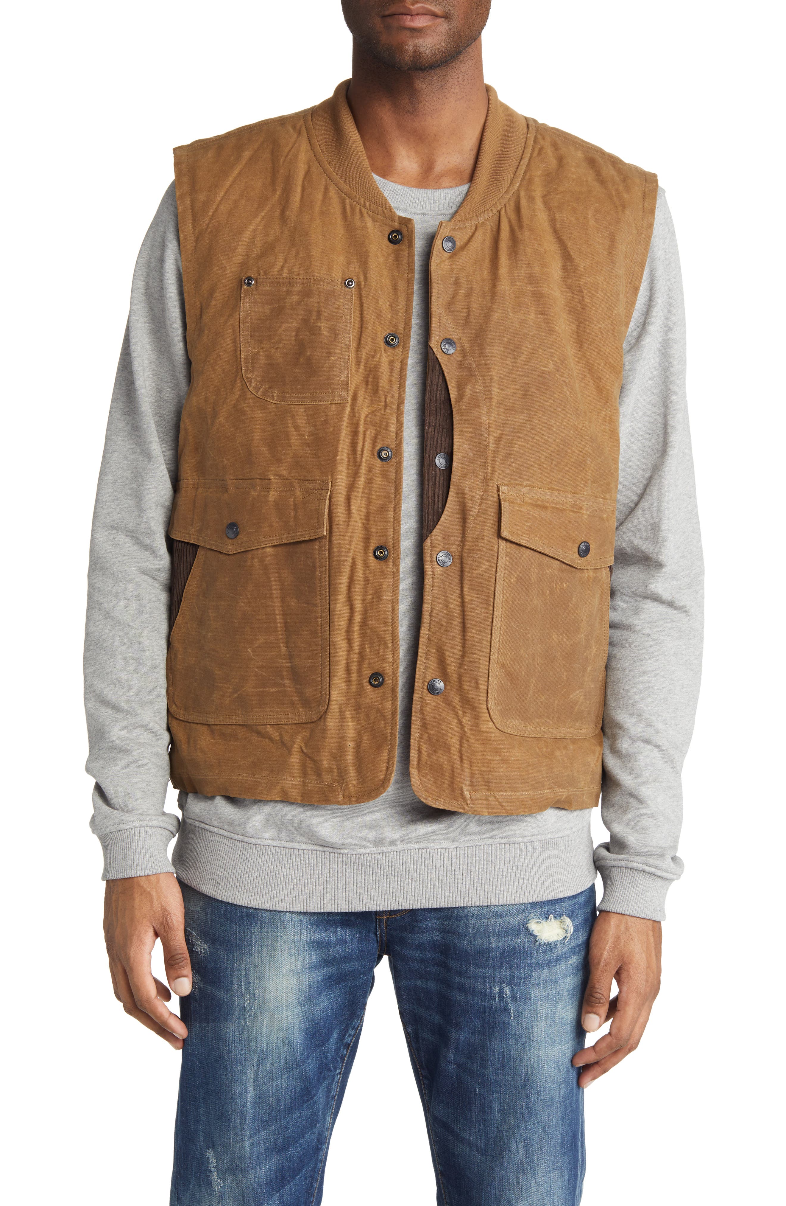 Schott NYC Water Resistant Waxed Cotton Hunting Vest Nordstrom