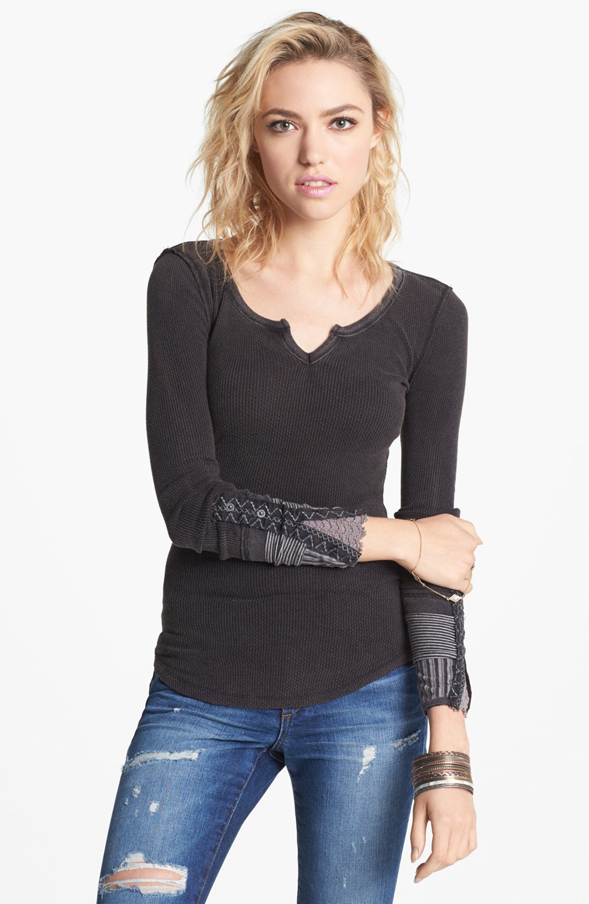 Free People 'Kyoto' Embellished Cuff Tee | Nordstrom