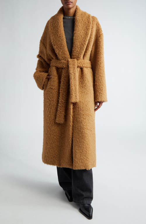 Shop Golden Goose Journey Oversize Alpaca Blend Belted Coat In Tobacco Brown