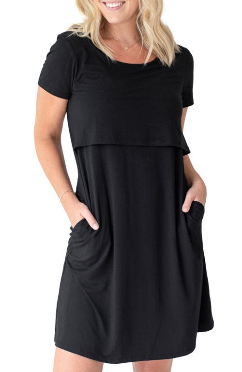 Kindred Bravely Eleanora Maternity/Nursing Lounge Dress in Black