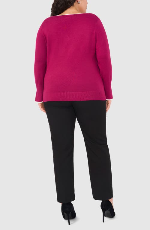 Shop Halogenr Halogen(r) Tipped Split Cuff V-neck Sweater In Raspberry Radiance Purple